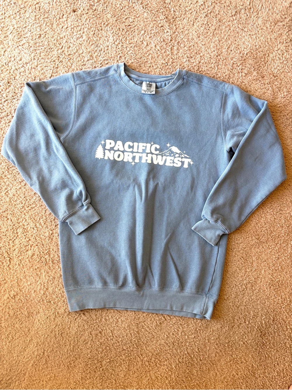 Faded Blue Cozy Cotton Pacific Northwest Crewneck Sweatshirt